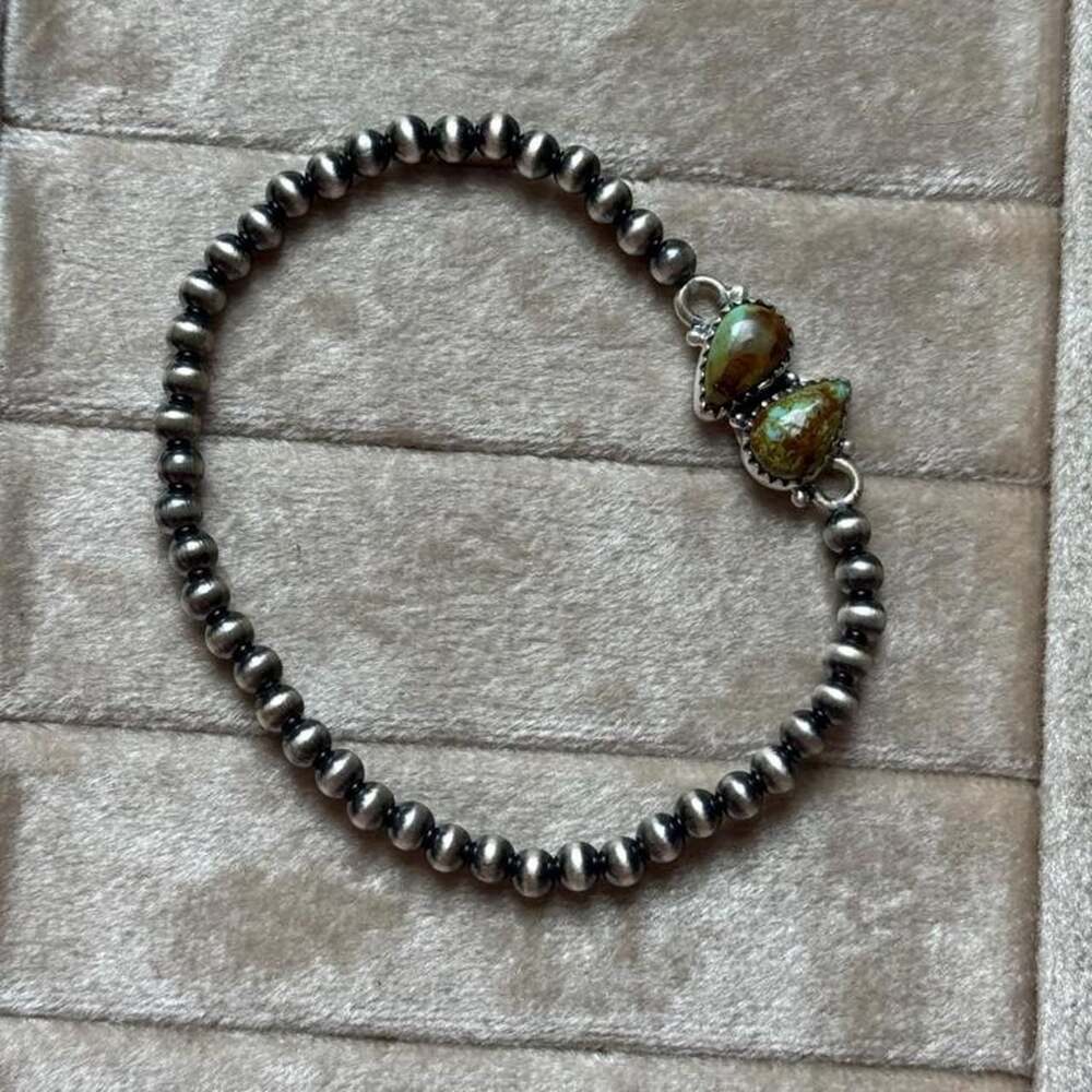 Sterling Silver Desert Pearl Turquoise Beaded Bracelet